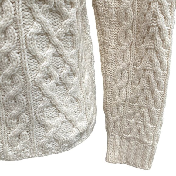 Inis Crafts Ireland 100% Wool Cable Knit Fisherman Zip Cardigan Sz M Coastal Sea - Picture 6 of 11